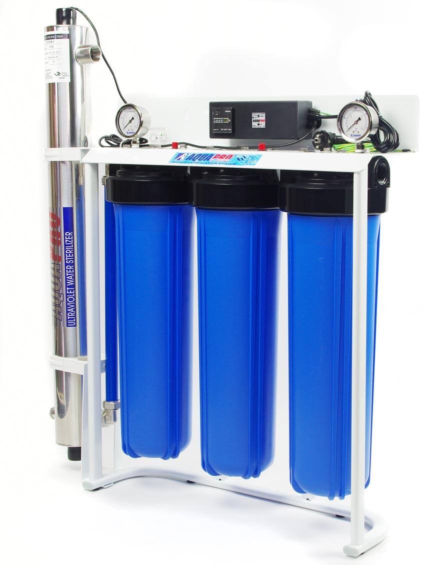 Système de triple filtration d'eau de pluie 20'' avec stérilisateur UV